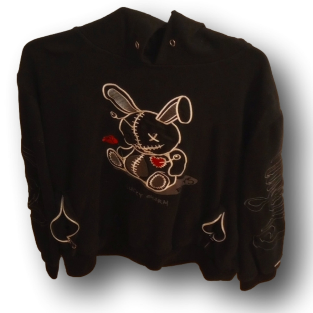 Lucky charm mens hoodie sweatshirt, size extra large,‎ black and white